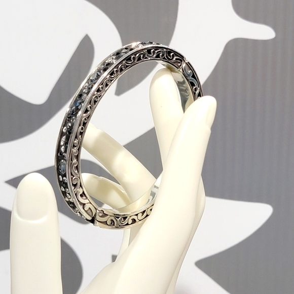 RARE RETIRED BRIGHTON ENDLESS LOVE MULTICOLORED SMOKEY GREY CRYSTALS BANGLE - Picture 3 of 9